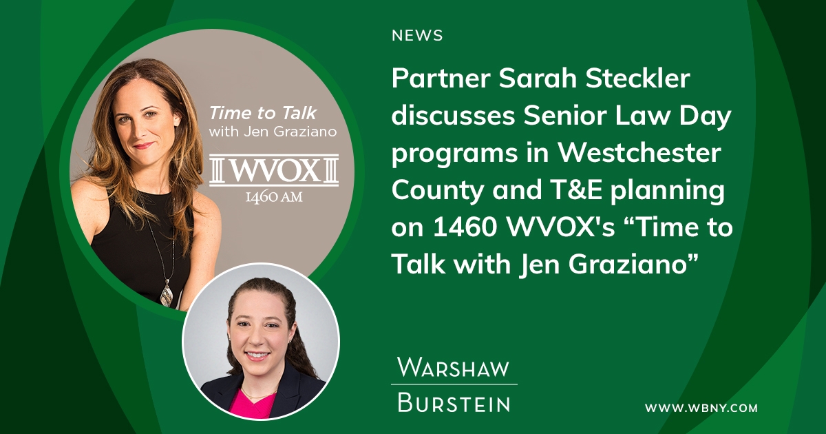 Warshaw burstein llp partner sarah steckler featured on wvox radio show